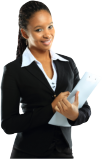 Woman holding office files