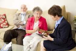 senior couple having a counsel with their counselor